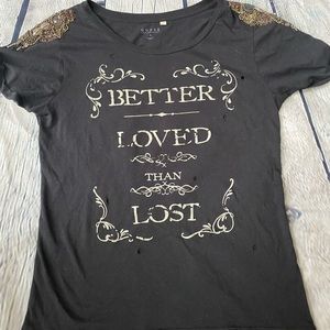 Guess?  Better loved than lost. Distressed tee